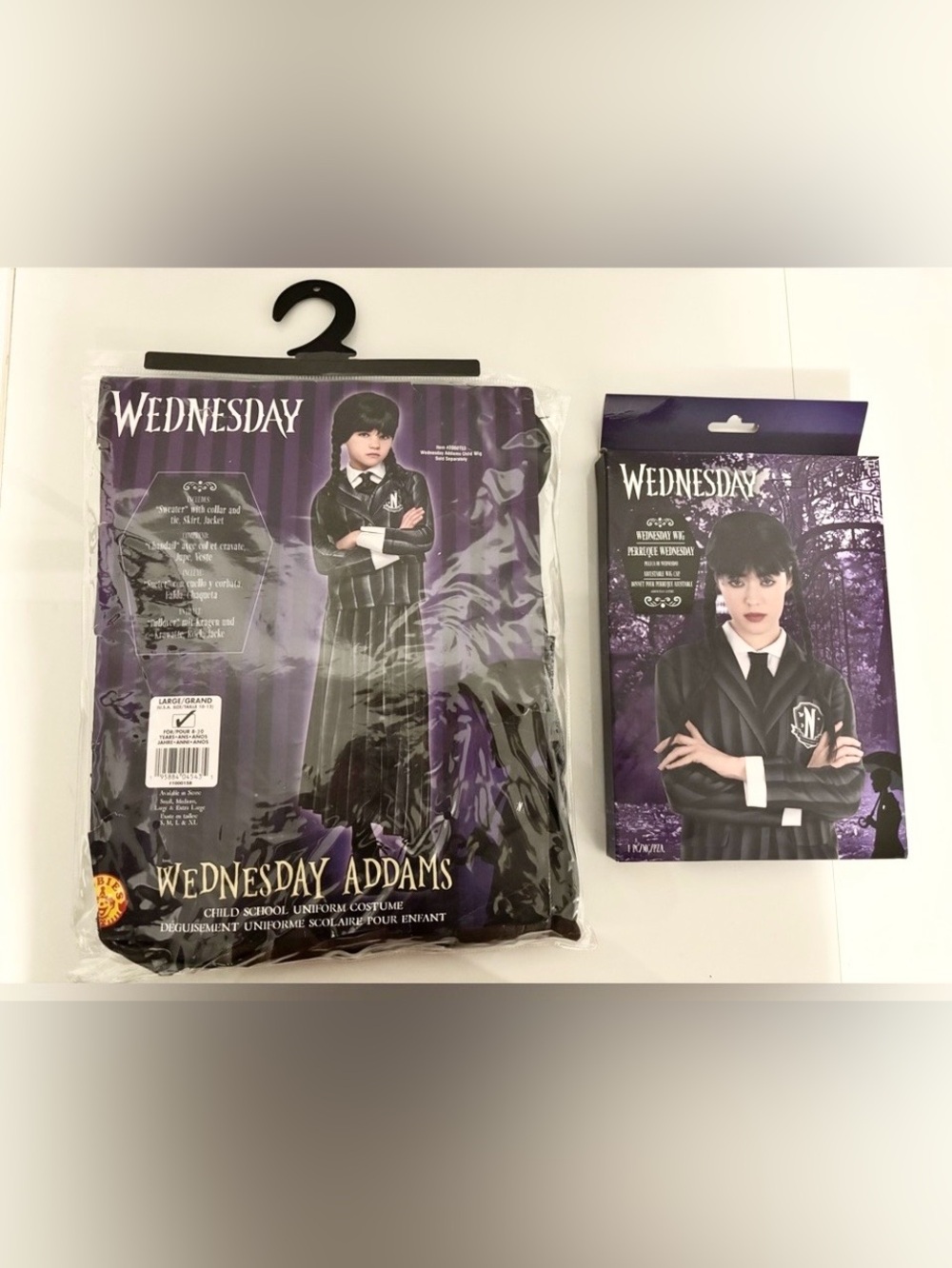 Rubies Wednesday Addams Child School Uniform Costume Size 10-12 Wig Included NWT